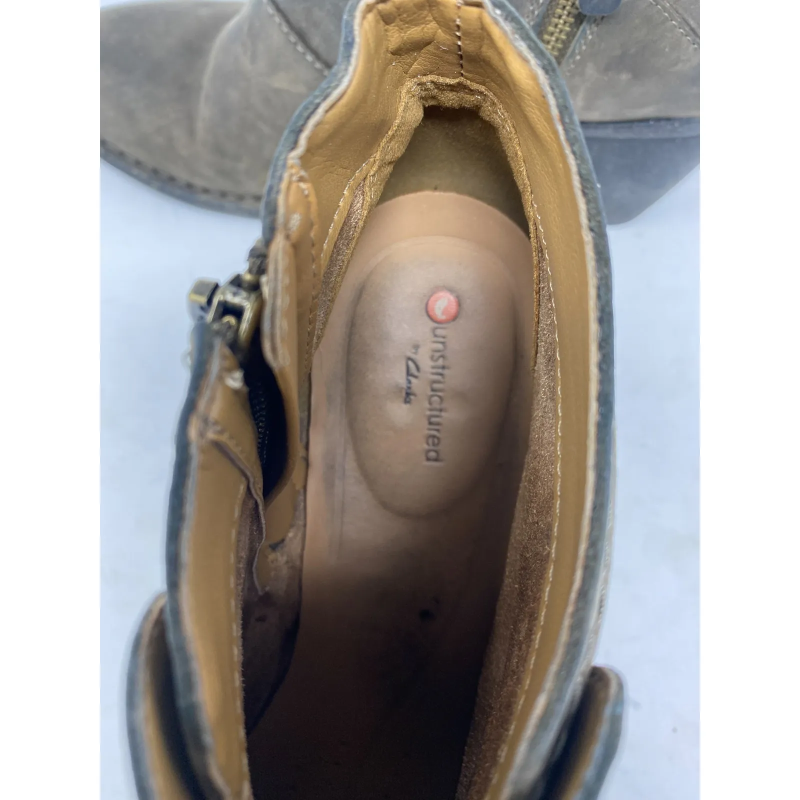 Clarks Boots‎ Womens 9 Carleta Brown Leather Nubuck Ankle Bootie Block Heel - Image 5