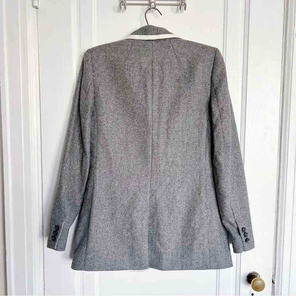Banana Republic • Piped Grey Hack ing Jacket blazer two tone wool tweed long - Image 11