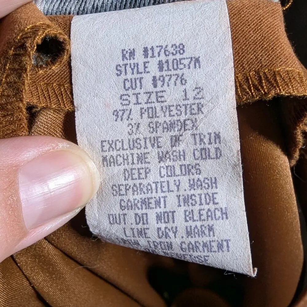 Vtg 1990s Miss Dorby Camel Tan Faux Suede Button Up Overall Jumper Dress Sz 12 - Image 5