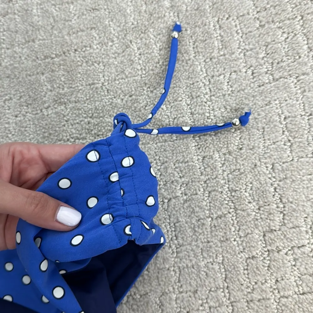 Vitamin A Blue white polka dot ruffle string bikini cheeky two piece swimwear - Image 11