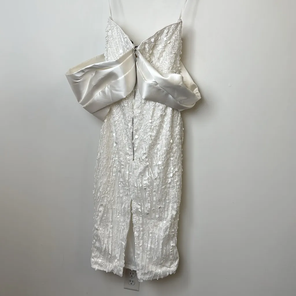 Eliya The Label Tanya Off The Shoulder Sequin Midi Dress White NWT Sz XL - Image 11