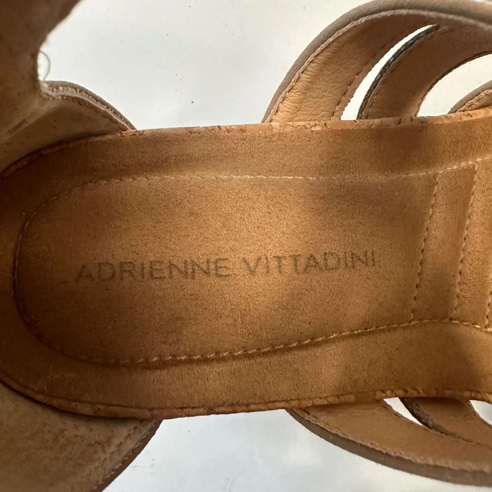 Adrienne Vittadini Wedge Sandals Espadrille Ankle Strap Taupe 7.5M - Image 6