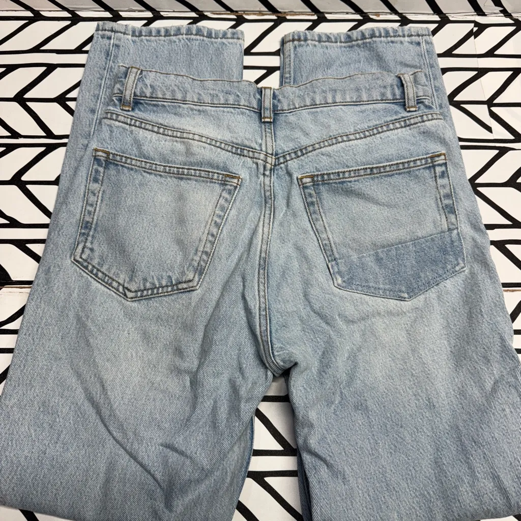 Reformation Tahoe Cynthia Patch High Rise Straight Button Fly Denim Jeans-26 - Image 3