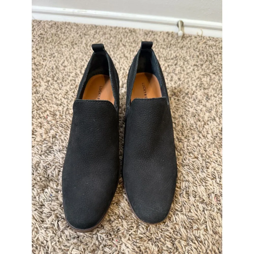 Lucky Brand Black Booties Womens Sz 8M Cutout Minimalist Small Heel Leather - Image 2