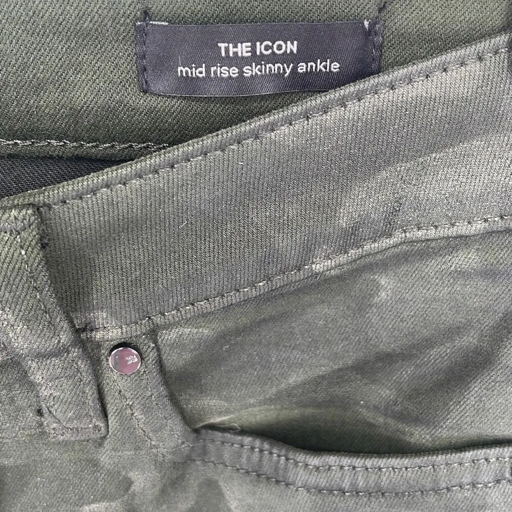 Joe's Jeans Womens Coated Laser Camo The Icon Mid Rise Skinny Ankle Green Size 2 - Image 8