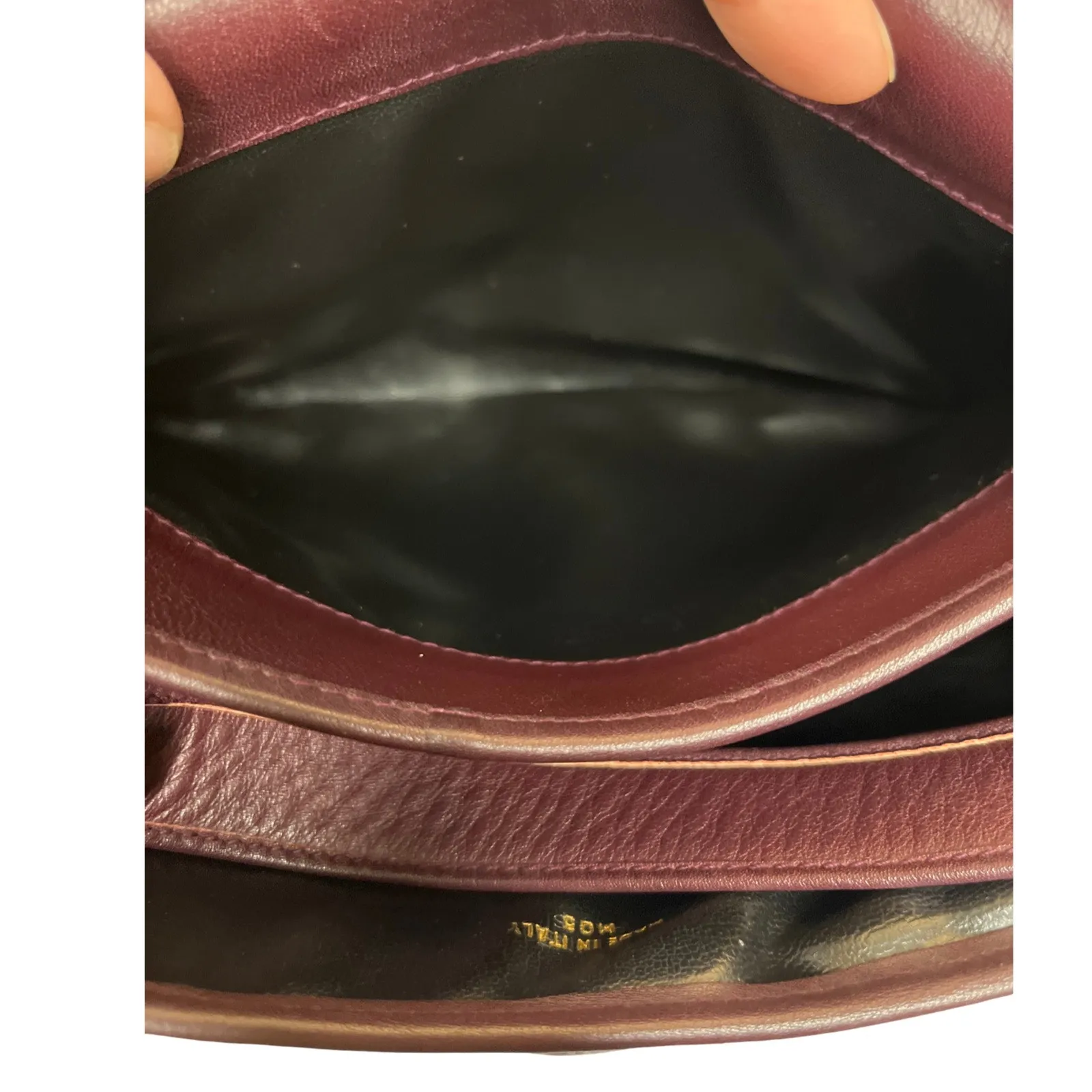 Vintage Celine Macadam Burgundy Flap Shoulder Bag Made In Italy Gold Hardware - Image 12