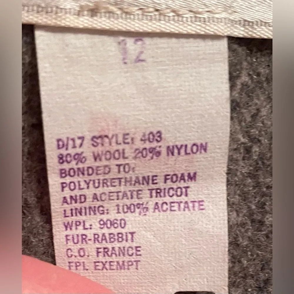 Vintage 1970s Sears Wool Peacoat Rabbit Fur Trim Collar Women's Gray/Tan;size L Gray Size L - Image 10