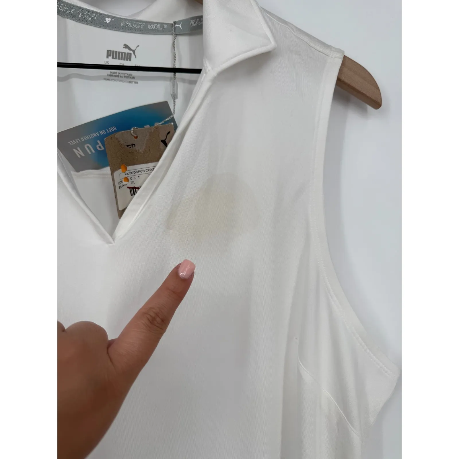 Puma Cloudspun‎ Coast Golf Polo Shirt Womens XL White Logo UPF 40 Sleeveless - Image 5