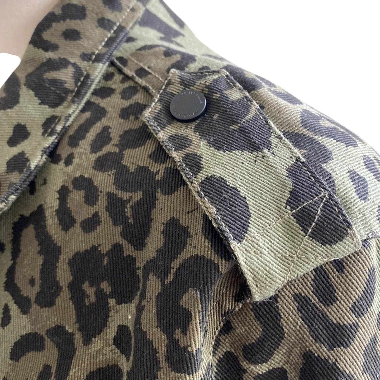 AVEC LES FILLES Utility Jacket Womens Sz Small Green Camo Leopard Military - Image 8