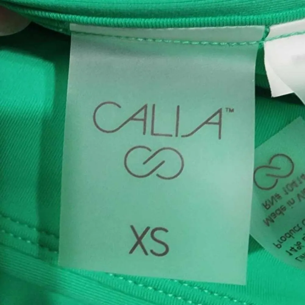 CALIA High Waisted Ruched Side Tie Swim Bikini Bottoms Green Glow XS NEW - Image 5