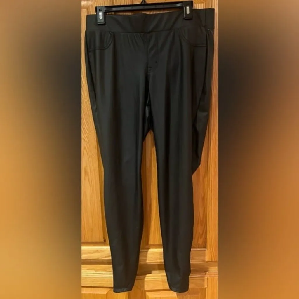 Torrid Classic Black Faux‎ Vegan Leather High Waisted Tapered Platinum Leggings - Image 9