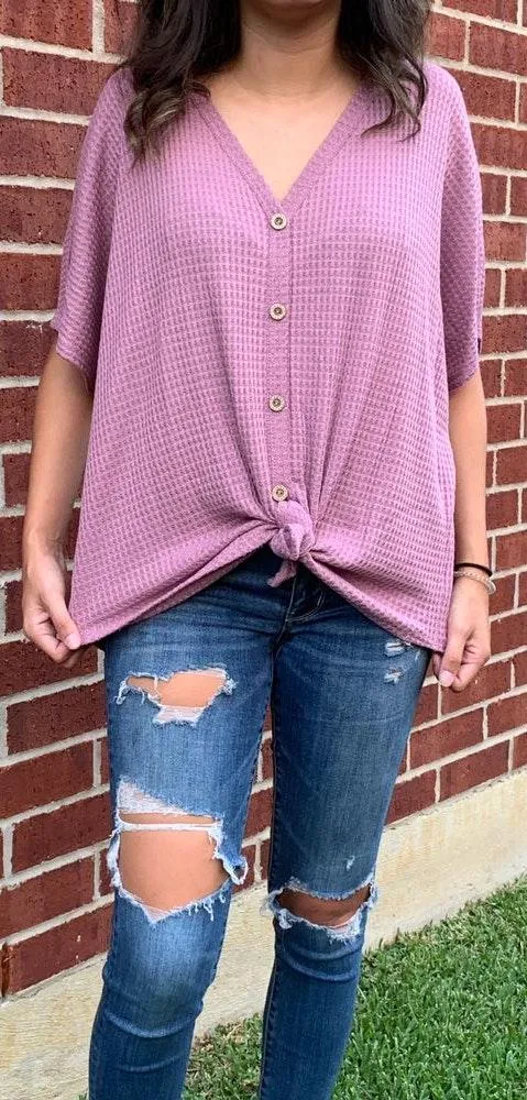 Mauve Waffleknit Top M Pink Size M - Image 2