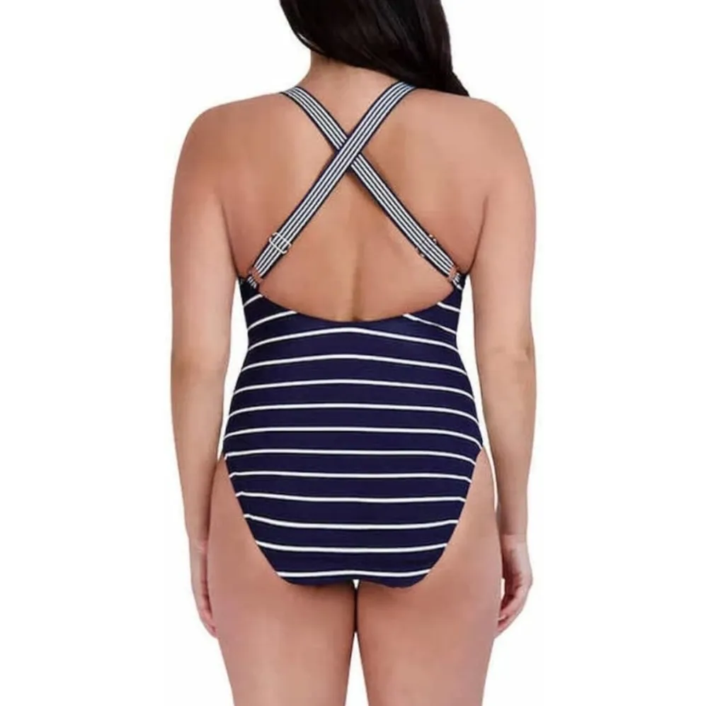 Nautica Women's Cross Back One Piece Swimsuit. Size XL - Image 2