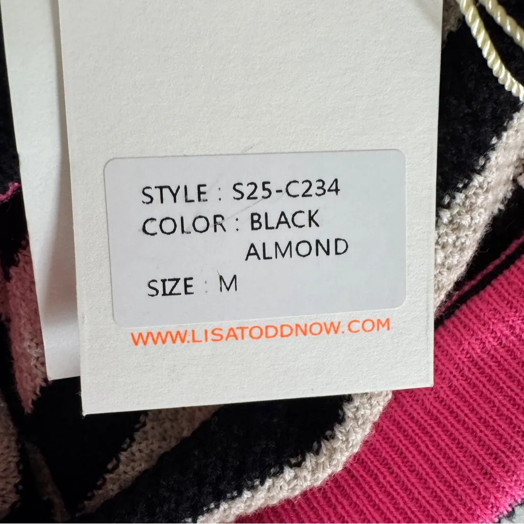 NWT Lisa Todd Summer Lovin’ black/cream stripe heart knit shorts sz Medium Black - Image 10