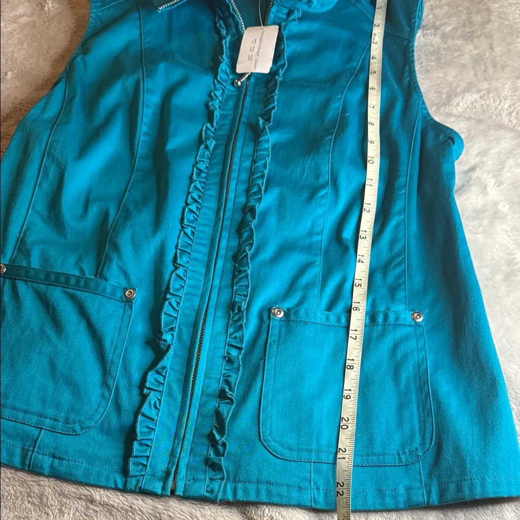 Christopher & Banks Teal Ruffle Vest - Image 6