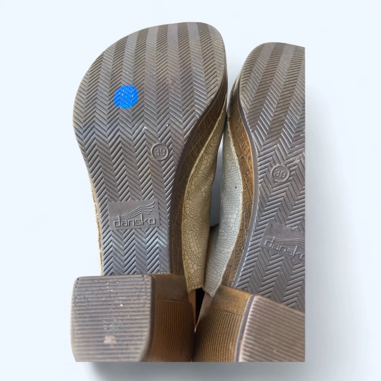 Dansko Reggie Peep Toe Heel Sling Back Tooled Leather Bootie Sandal Taupe sz 39 - Image 10