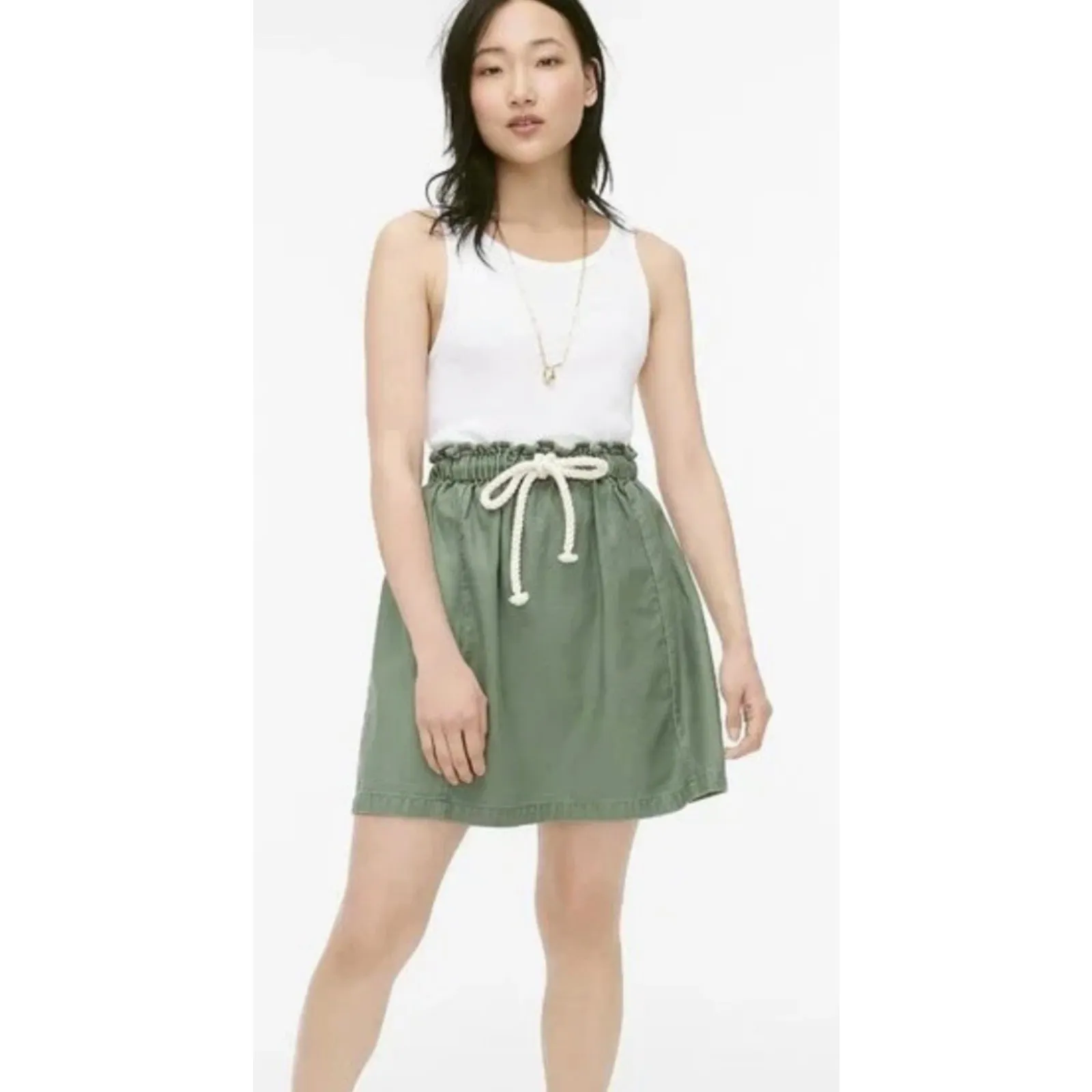 J. Crew Rope Tie-Waist Pull-On Paperbag‎ Mini Skirt in Dusty Rose Size Large - Image 2