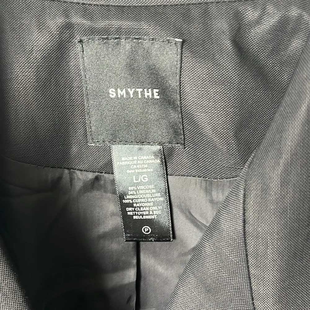 Smythe Black Oversized Linen Blend Double Breasted Long Sleeve Blazer L Size L - Image 12