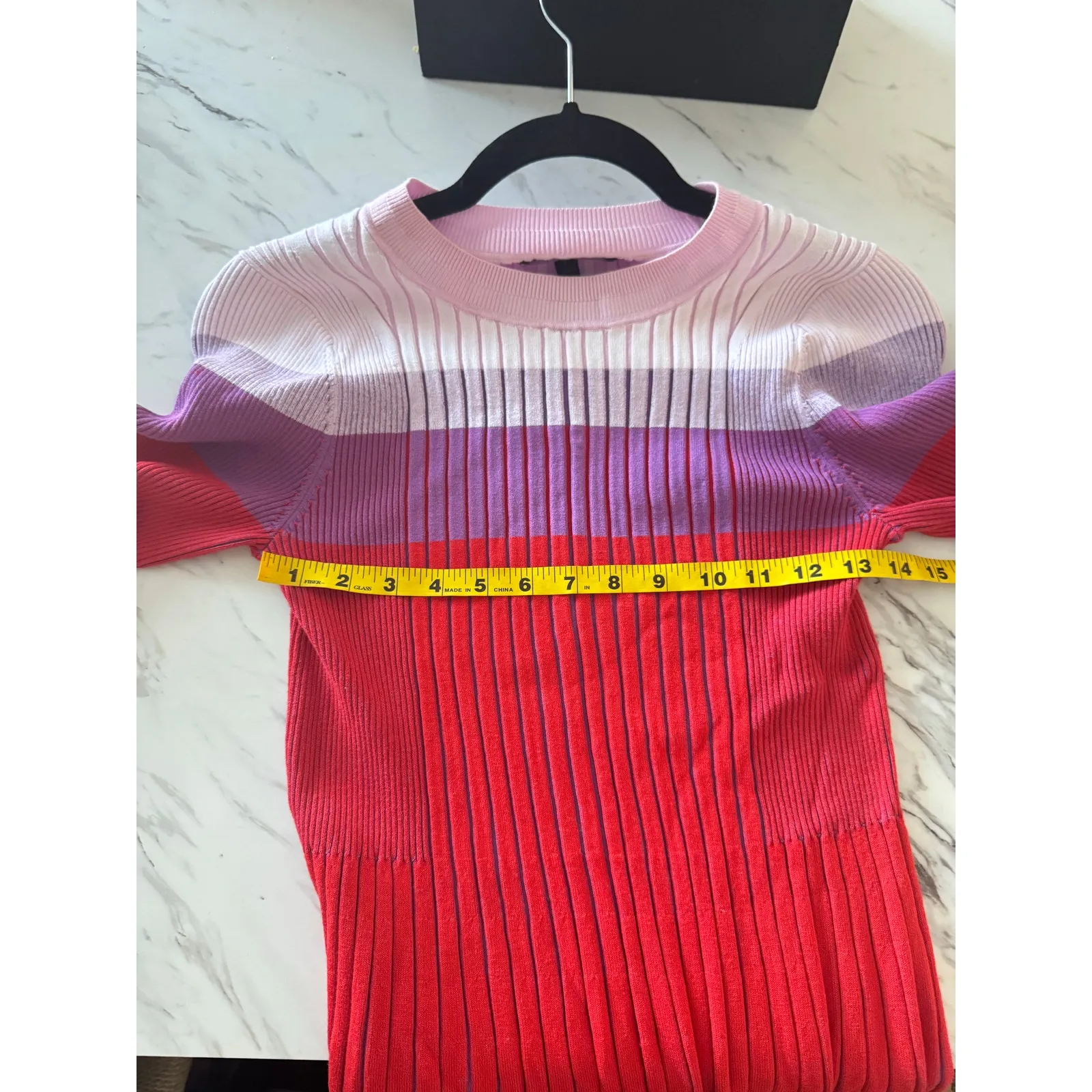 Banana Republic Colorblock Ribbed Knit Sweater Dress Red Pink Purple Size L - Image 3