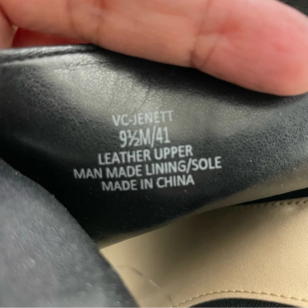 Vince Camuto Jenett Leather
Rouched Front Slingback
Heeled Booties Black 9 1/2M - Image 14