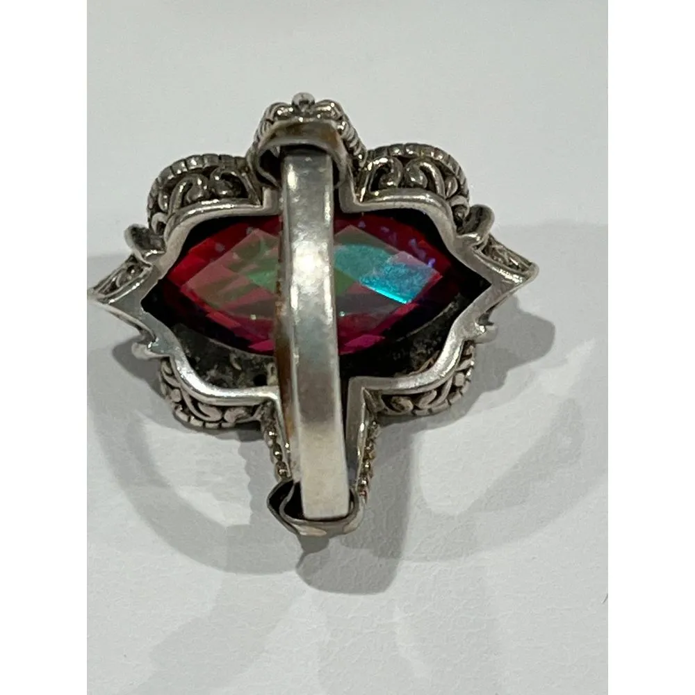 Vintage‎ 925 silver Thailand Ring size 5.5 Red - Image 6