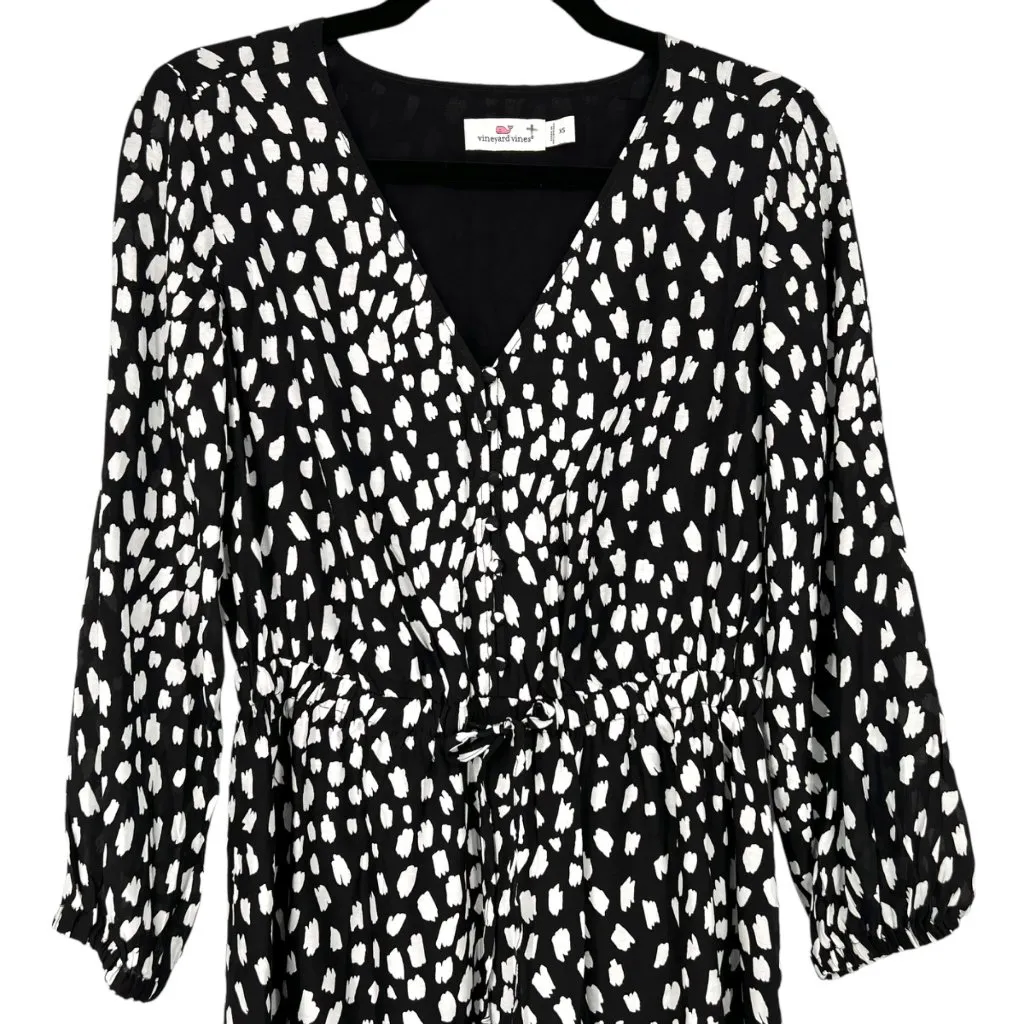 Vineyard Vines Polka Dot Dress A-Line Dress Black White Size XS - Image 2