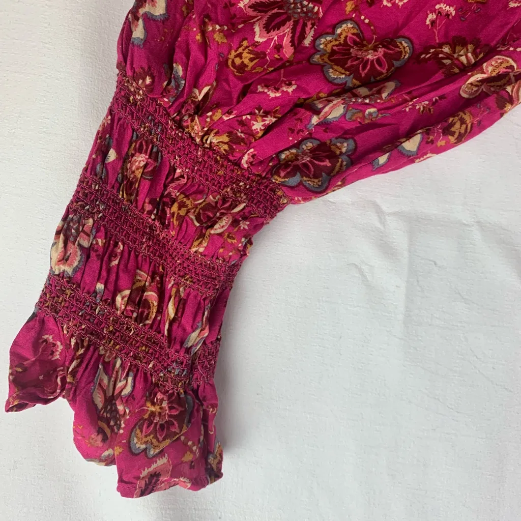 Free People Size small sweet escape Pink Floral Long Sleeve Dress boho doen - Image 10