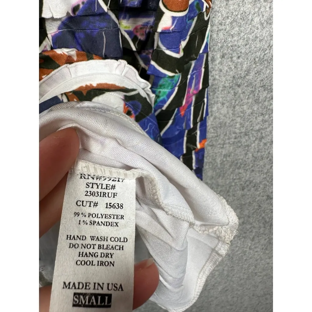 Moa Moa Womens Small Dress Butterfly Short Sleeve Y2K Multicolor Stretch Art - Image 12