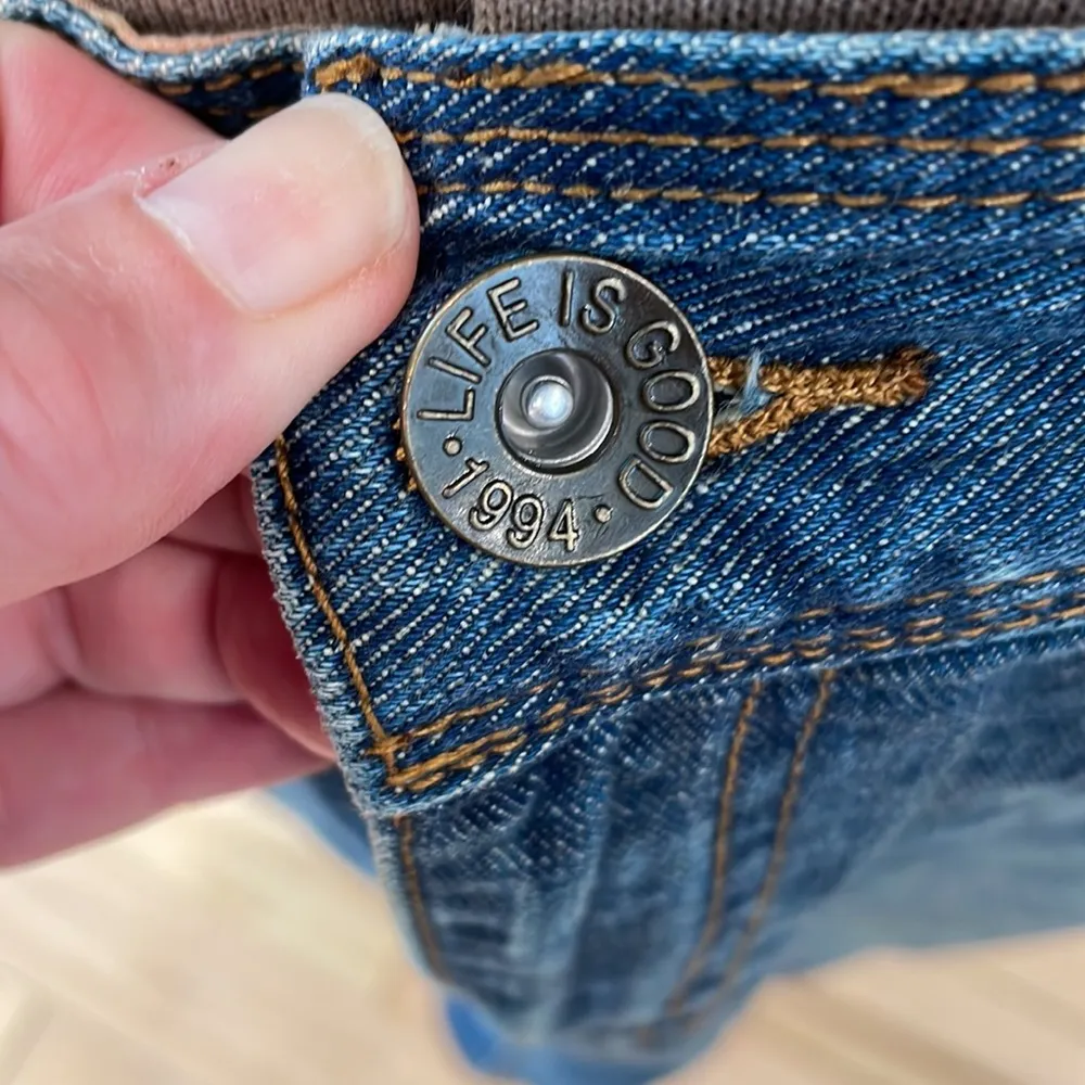 Life is Good slightly distressed medium wash denim skirt - Image 4