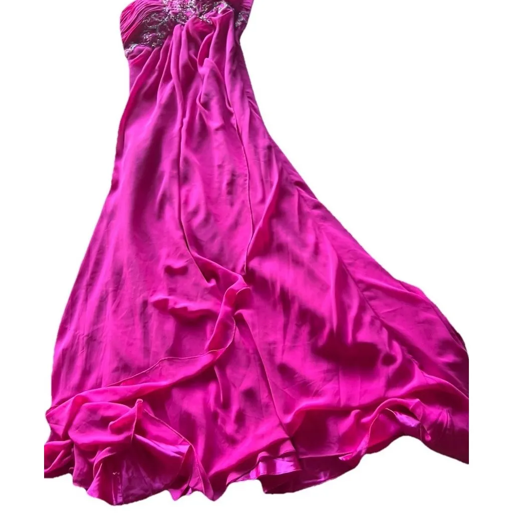 Vintage Fiesta Women’s Prom Formal Hot Pink Stones Layered Dress Women’s Size M Size M - Image 13
