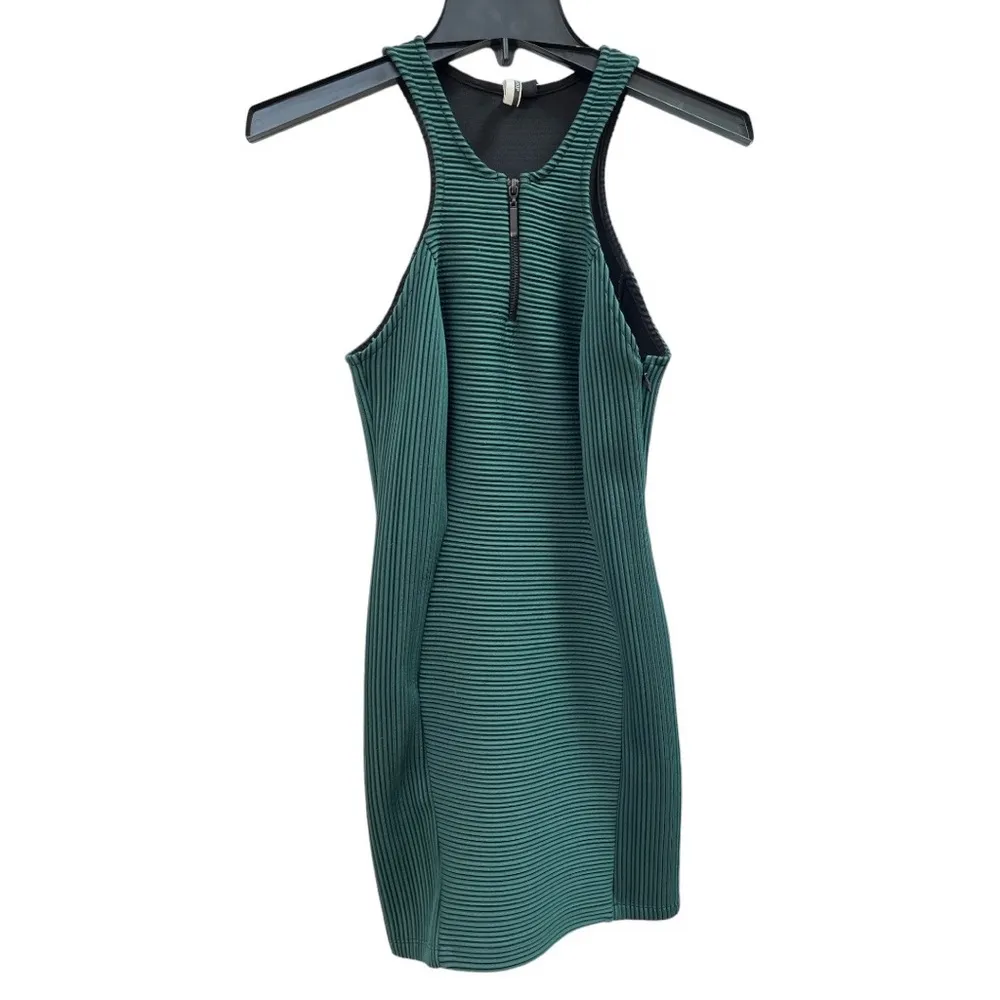 Topshop Bodycon Ribbed Mini Dress Teal Black Size 2 - Image 6