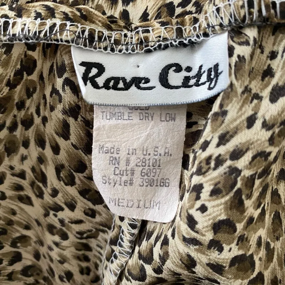 Early 2000s Euro Slinky Leopard Cheetah Animal Print Mesh Midi Maxi Slip Dress M Brown Size M - Image 7