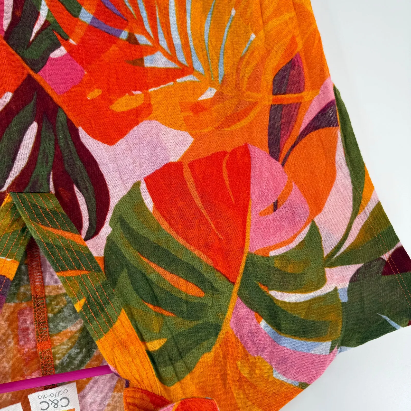 C&C California Dress Women’s Medium Linen Blend Tropical Floral Beach Cover Up - Image 6