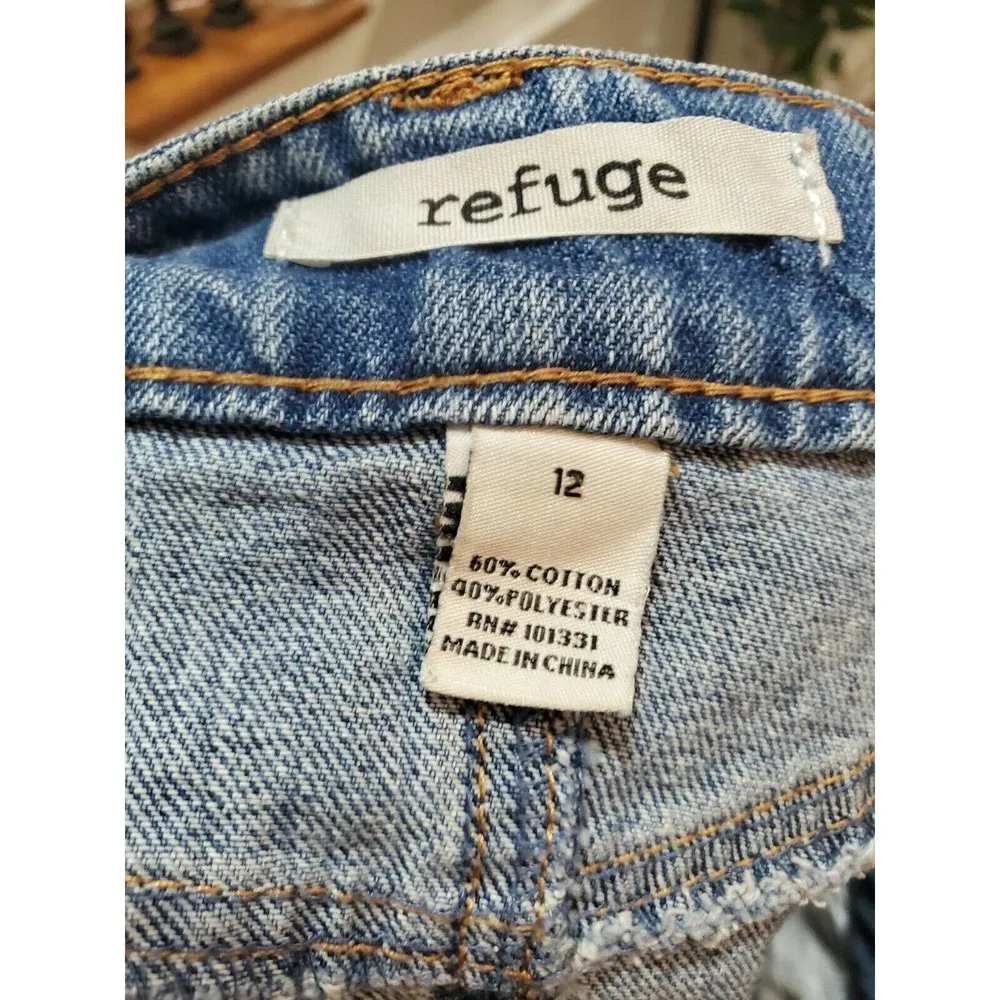 Refuge Women's Blue Denim Cotton & Polyester Pull On Short Jeans Skirt Size 12 - Image 2