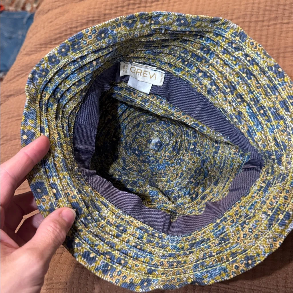 GREVI Italy Bucket Hat Woven Green blue Floral Ladies Layers Soft Flexible Sun - Image 5