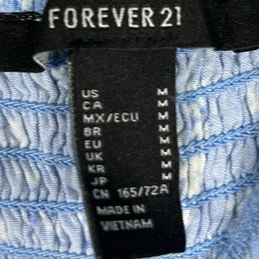 Forever 21 Romper Womens M Blue Floral Ruffle Cutout V-Neck Smocked Cottagecore - Image 7