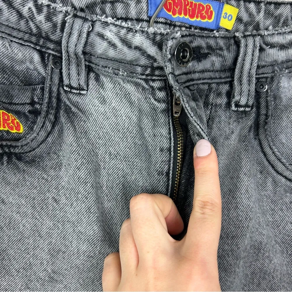 Empyre Grey Black Washed Denim Thrashed Distressed Skater Jeans Size 30 Gray - Image 10