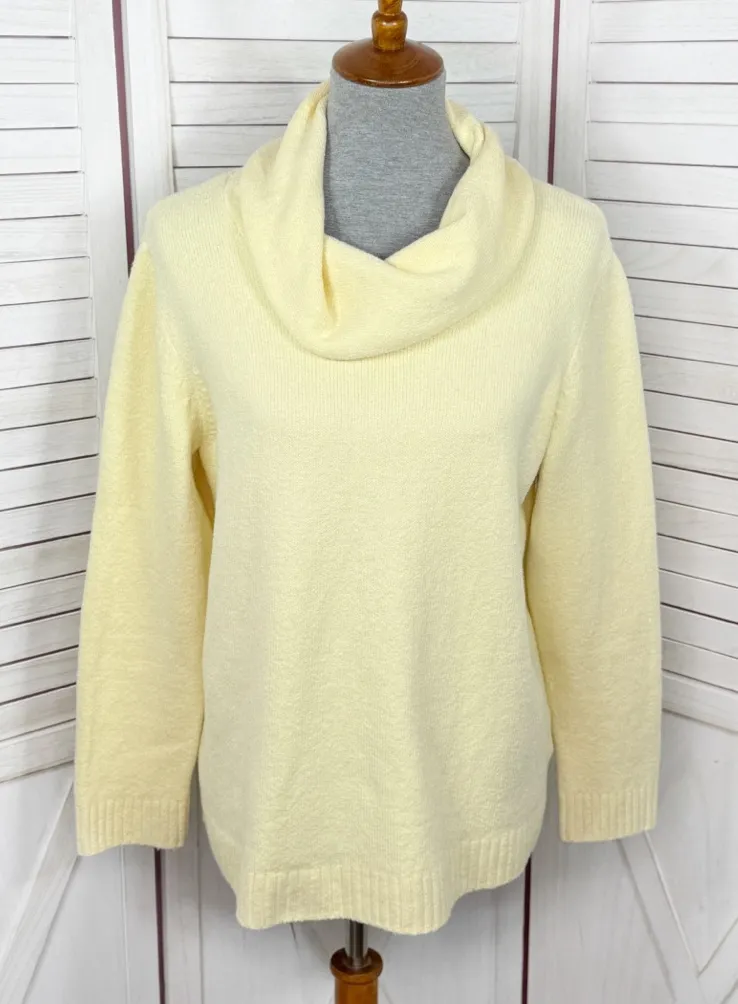 J.Jill Cowl Neck Relaxed Fit Pullover Sweater Butter Yellow Size Medium - Image 1