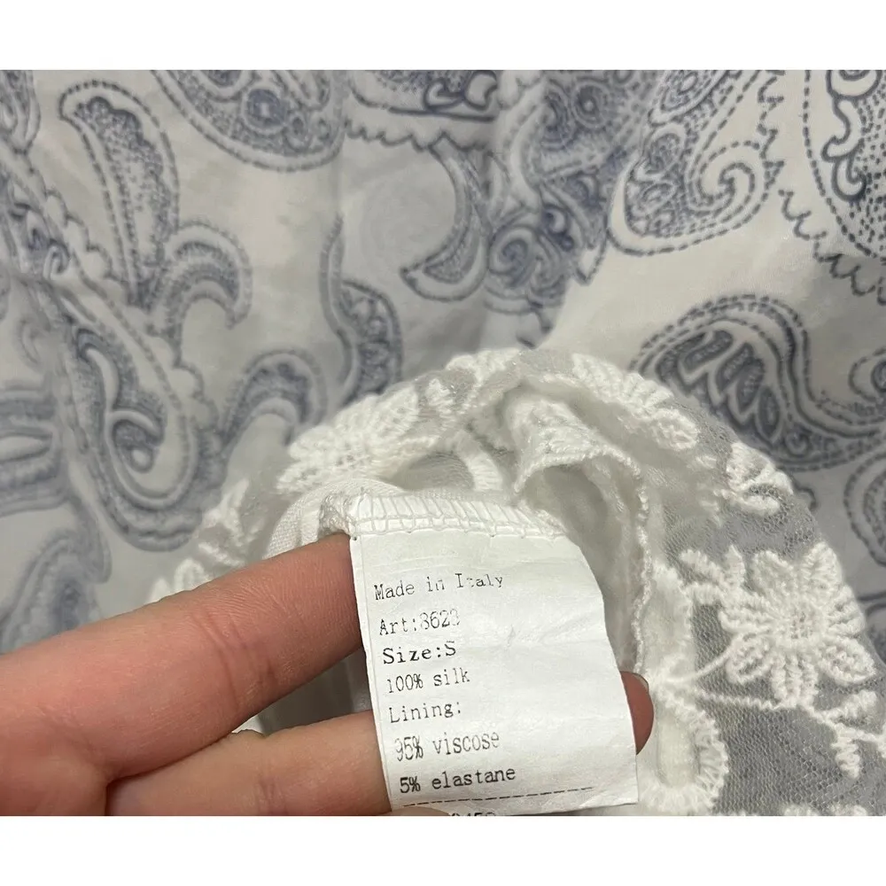 Tendenze 100% silk Made in Italy paisley lace tank White - Image 3