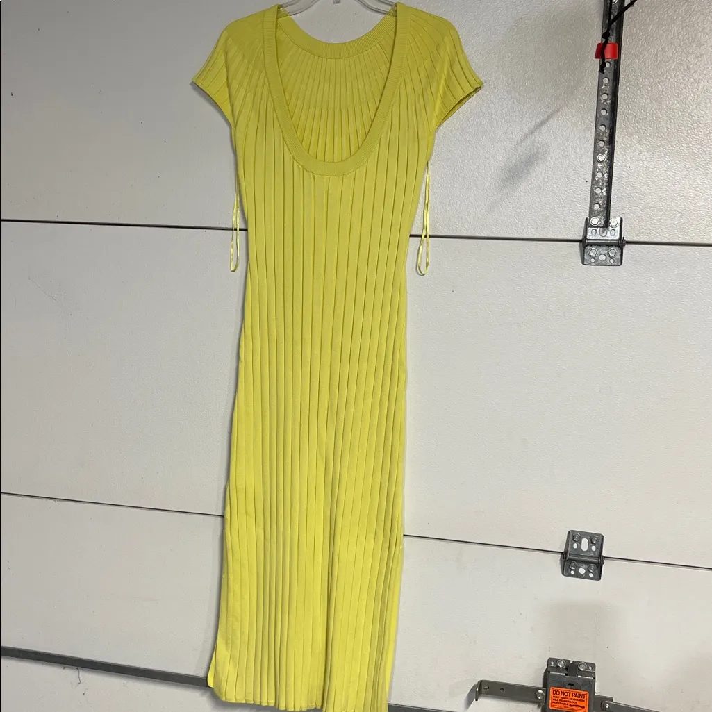 MAEVE ANTHROPOLOGIE WOMENS YELLOW RIBBED MIDI SWEATER DRESS SMALL - Image 7
