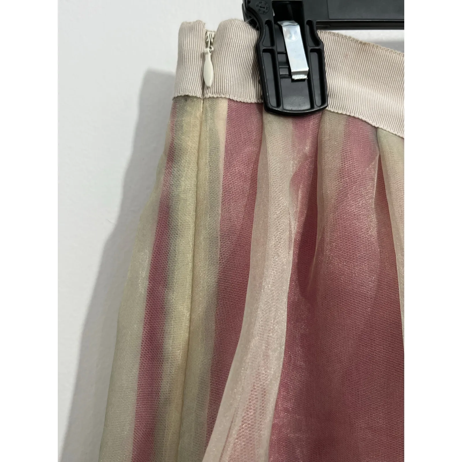 Moulinette Soeurs Skirt Size 12 Snowrose Train Pink Tulle Organza Soft Romantic - Image 10