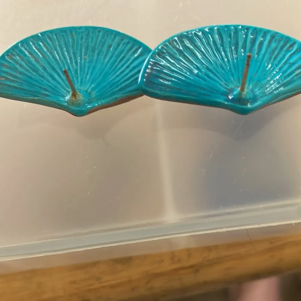 Turquoise and Brown fan look earrings - Image 2