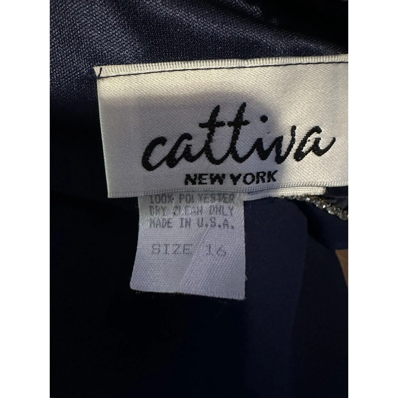 Vintage Cattiva New York Dress Tiered Embellished Size 16 Royal Blue Made In USA - Image 4