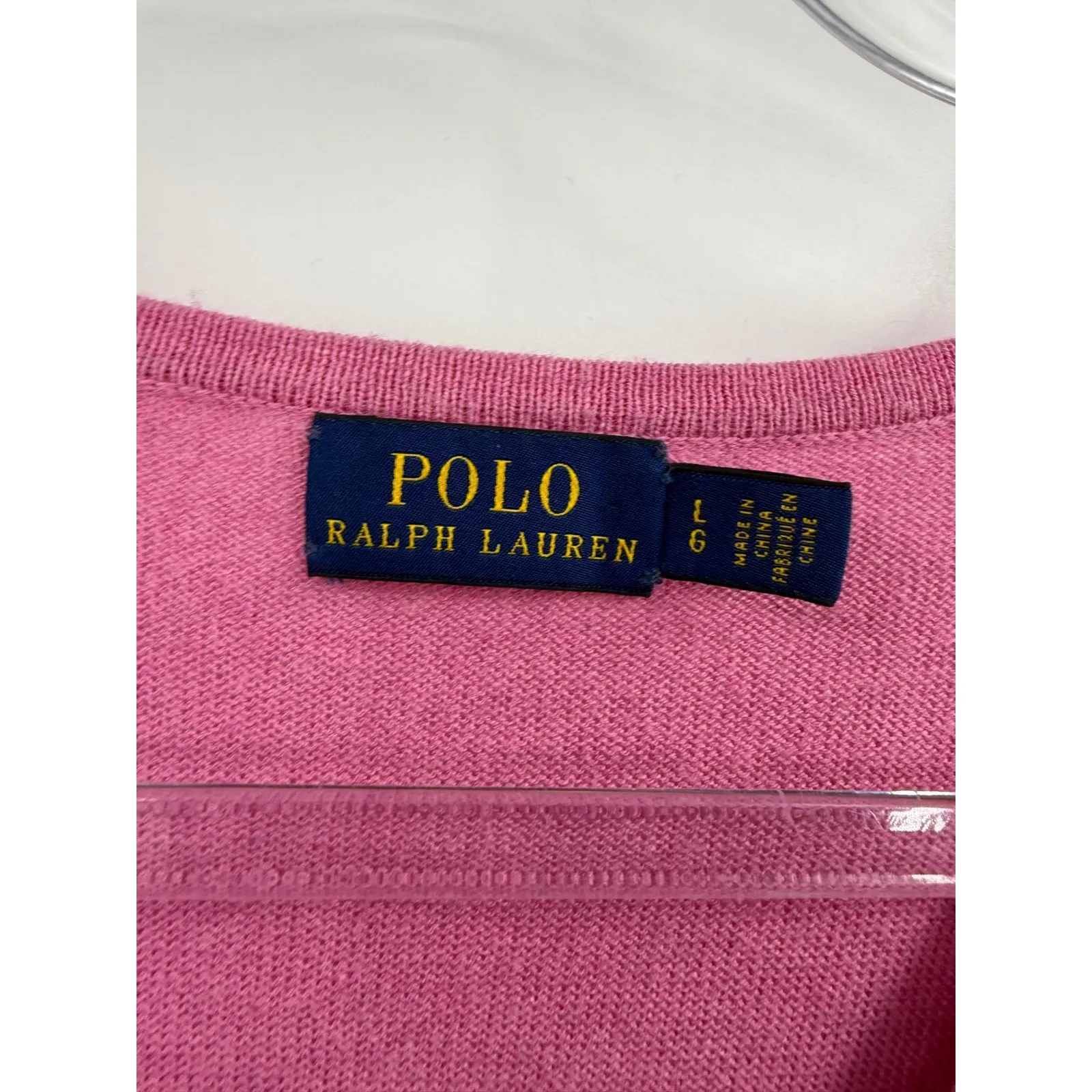 Polo Ralph Lauren Pink V Neck Long Sleeve Sweater Womens Large Cotton Blend - Image 2
