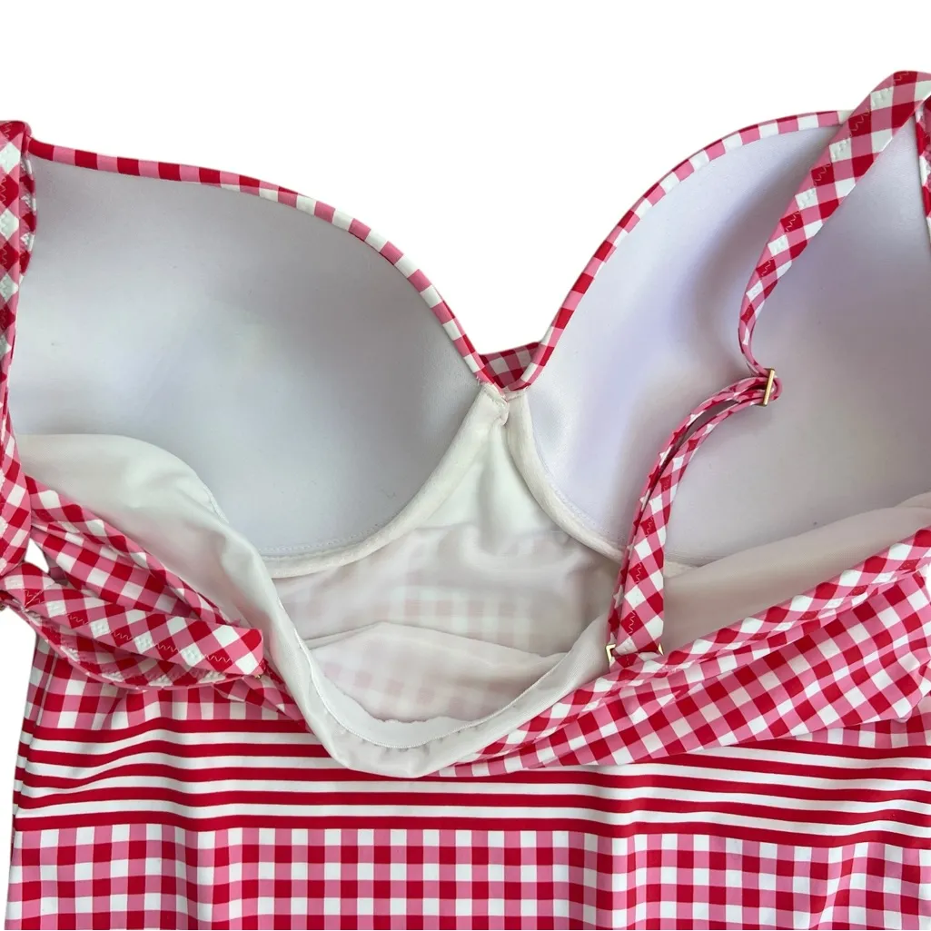 Land’s End Draper James Pink Gingham One Piece Swimsuit Size 12 - Image 6