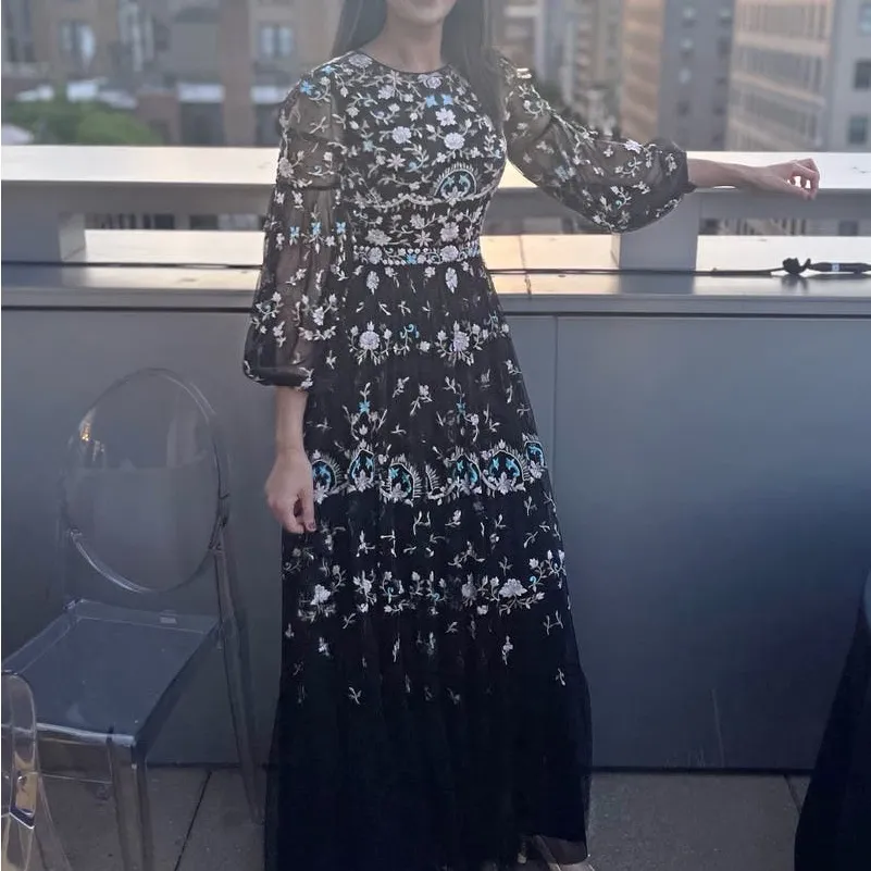 MAC DUGGAL Floral Flowy‎ Feminine Bohemian Ruffle Garden Gown •4 - Image 8