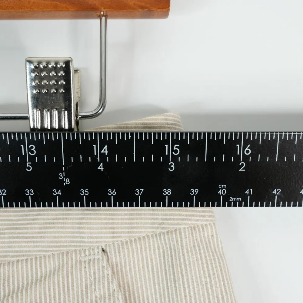 Tommy Hilfiger Shorts Womens 4 Chino Flat Front Beige Striped 9" Inseam Casual - Image 10