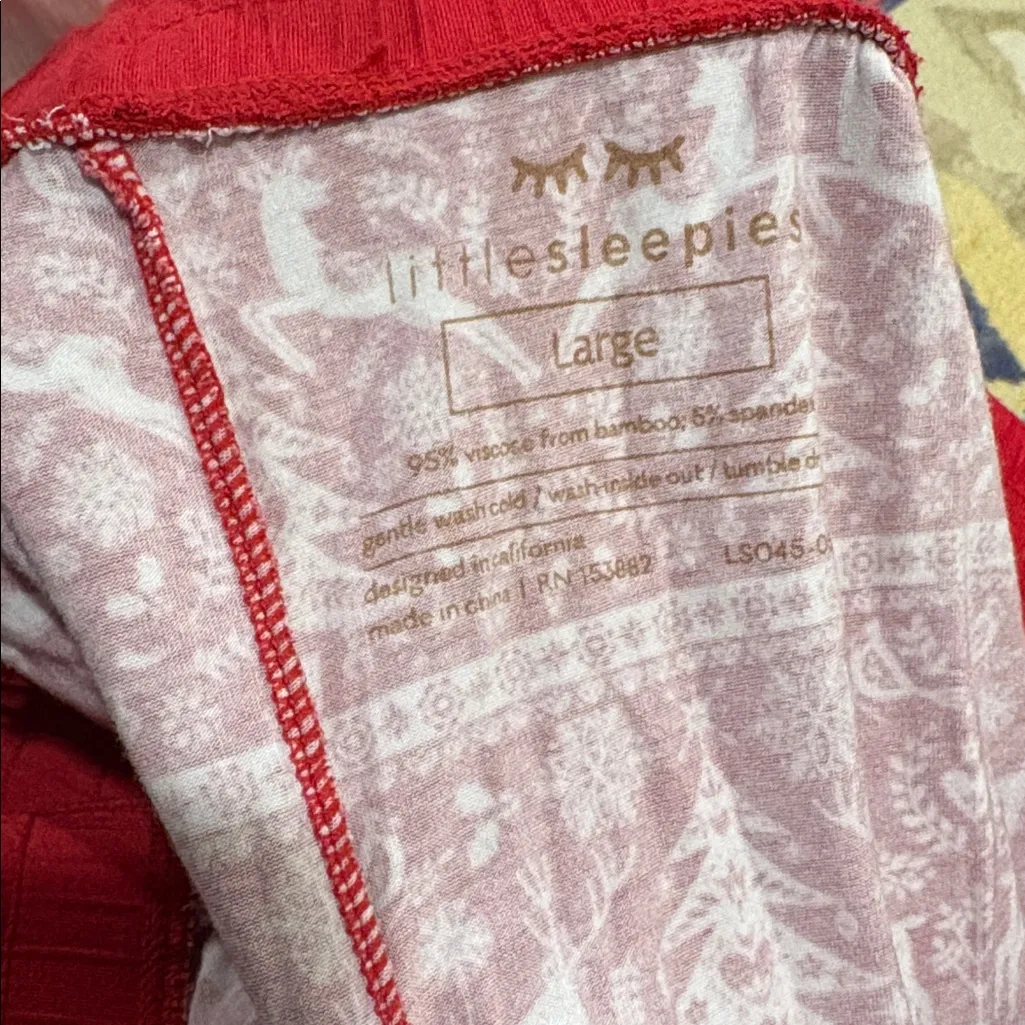 Little Sleepies Reindeer Cheer Red Christmas Pajama Bottoms large - Image 4