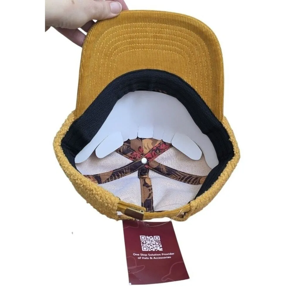 Headsweats Hat Snapback Yellow Fleece Cap Adult OS Adjustable Corduroy Bill NWT - Image 6
