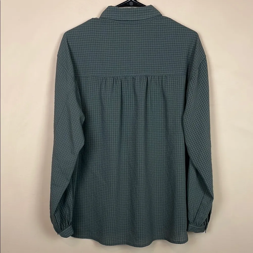 Max Studio Women’s Plaid Textured Gray Long Sleeve Button-Up Shirt - Image 6